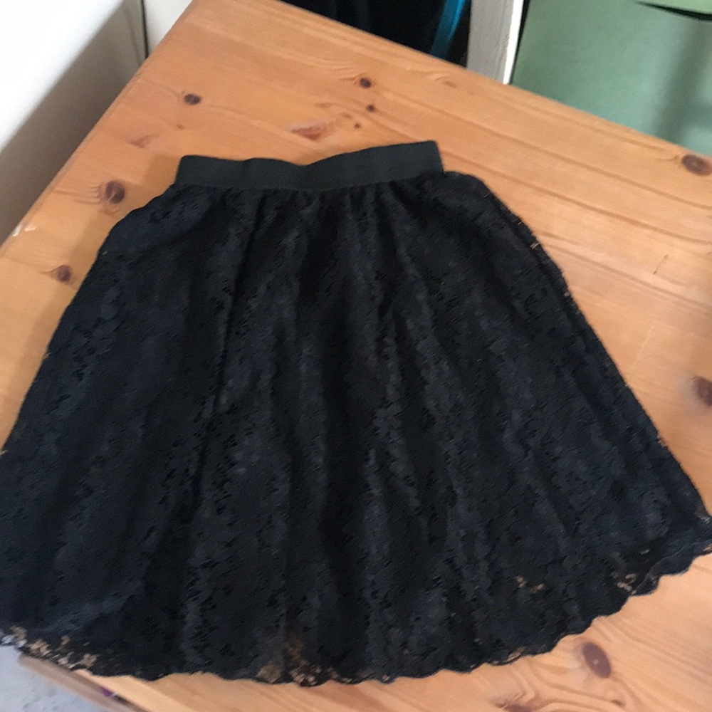 Divided black lace skirt